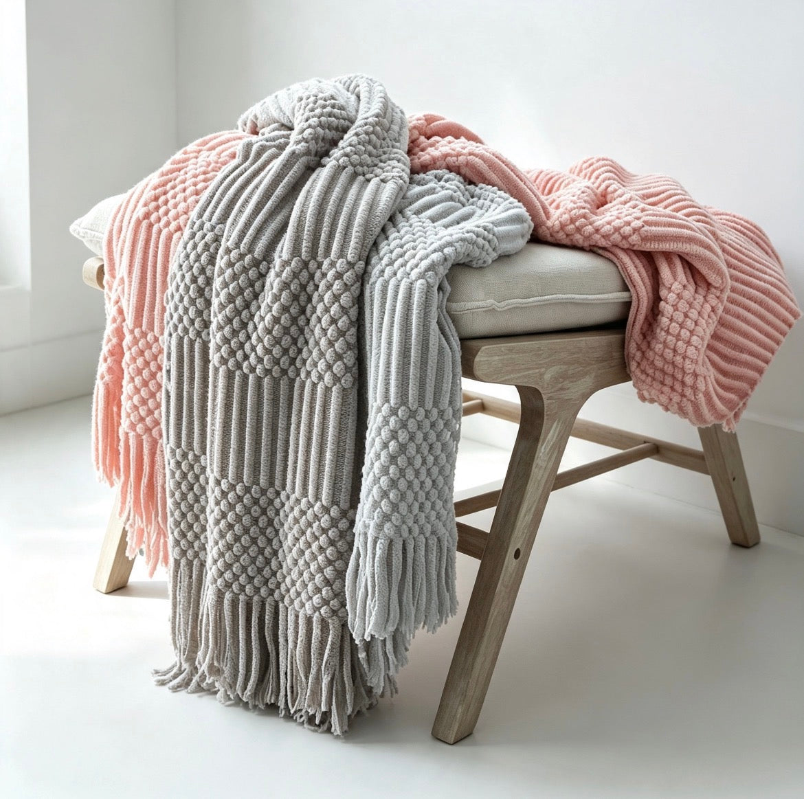 Nordic Knitted Blanket Woolen Blanket Blanket Bubble Blanket Sofa Blanket